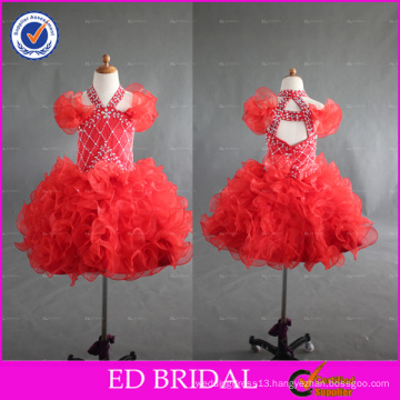 ED Bridal Hot Sale Sleeveless Lovely Beaded Halter Ball Gown Organza Flower Girl Dress For 2-6 Years' baby Girl